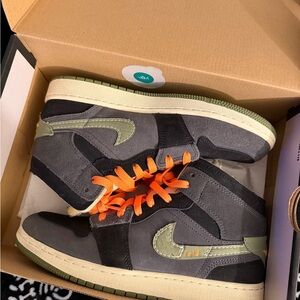 Gray and Olive Green Jordan 1s